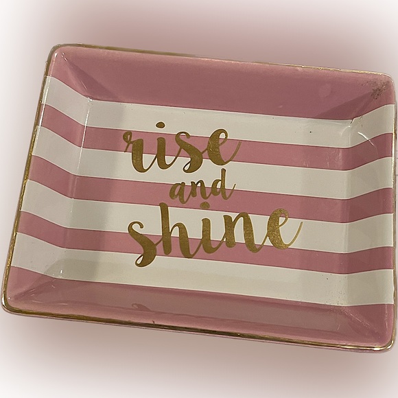 $5/$25 Trinket Dish Pink White and Gold - Picture 1 of 2